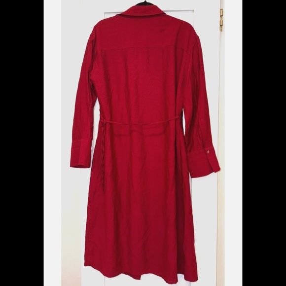 MANGO Bilma Wrap Front Long Sleeve Midi Dress Shirtdress Size S, Red - Picture 3 of 6